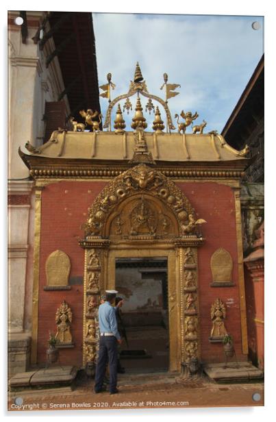 Temple Entrance Bhaktapur Acrylic by Serena Bowles