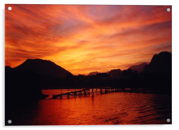 Vang Vien Sunset Acrylic by Serena Bowles