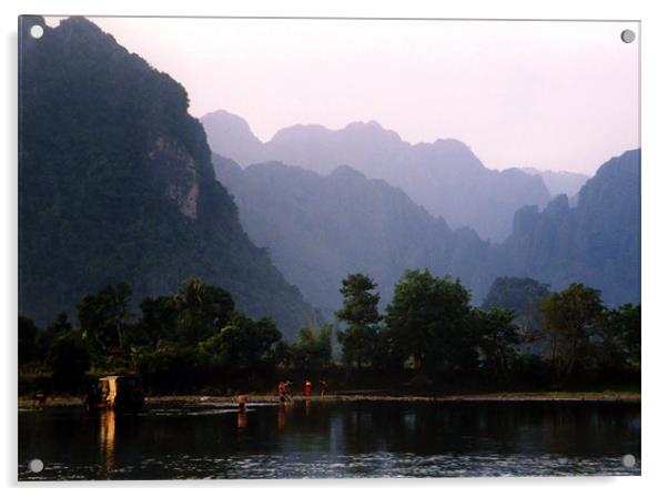 River Crossing in Vang Vien Acrylic by Serena Bowles