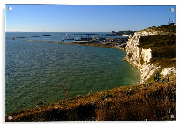 Dover Docks and the Famous White Cliffs Acrylic by Serena Bowles