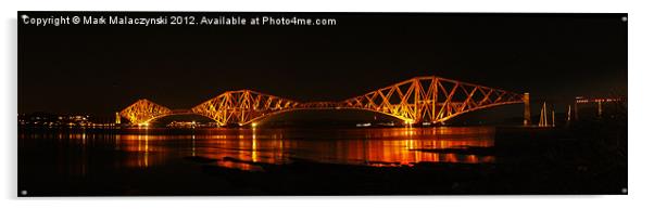 Forth Rail Bridge at Night Acrylic by Mark Malaczynski