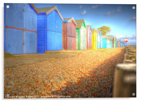 Calshot Beach Huts Acrylic by Louise Godwin