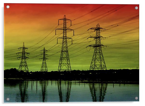 Sunset Pylons Acrylic by Louise Godwin