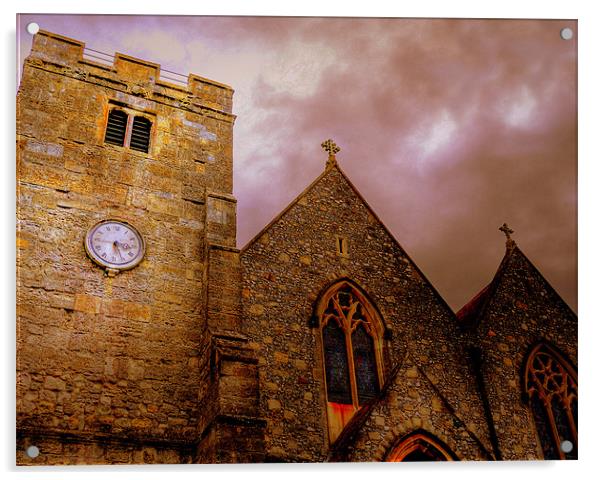Eling Church Southampton Acrylic by Louise Godwin
