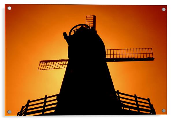 Windmill Silhouette Acrylic by Louise Godwin