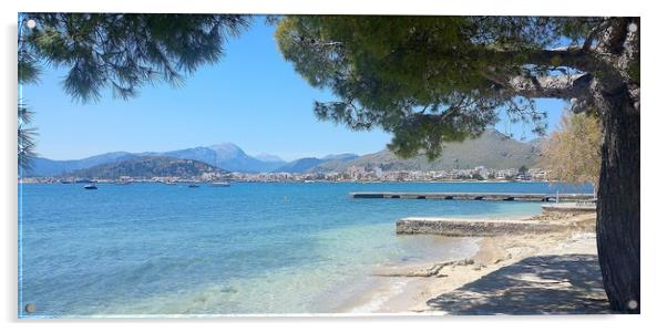 Pinewalk Puerto Pollensa Acrylic by Louise Godwin