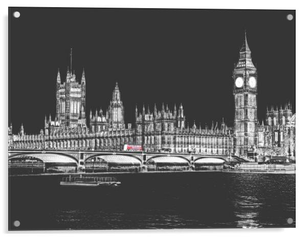 London Bus Westminster Acrylic by Louise Godwin