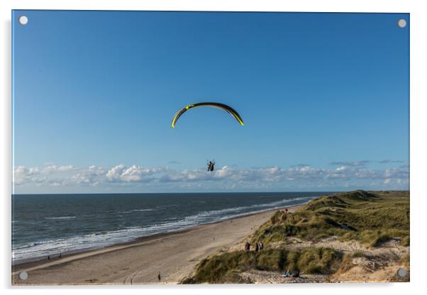 Paragliding at Lyngvig Fyr Acrylic by Thomas Schaeffer