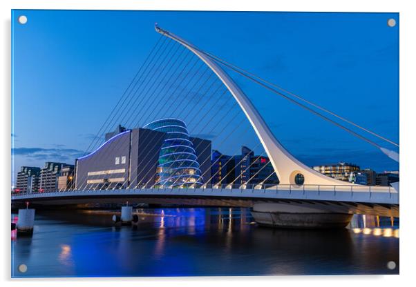 Blue hour at the Liffey Acrylic by Thomas Schaeffer