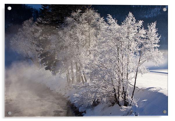 Winter morning at the creek Acrylic by Thomas Schaeffer