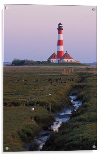 Westerhever Lighthouse Acrylic by Thomas Schaeffer