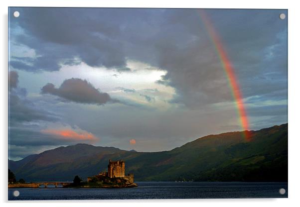 Rainbow over Eilean Donan Acrylic by Thomas Schaeffer