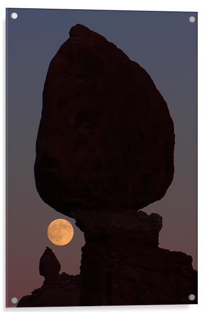Balanced Rock with moon  Acrylic by Thomas Schaeffer