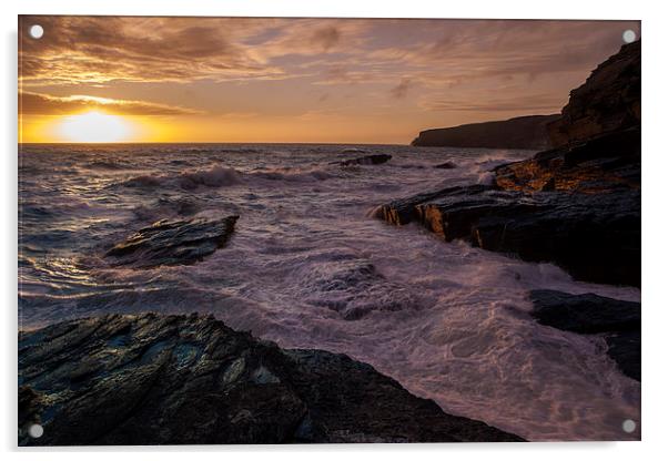 SUnset at Trebarwith Acrylic by Thomas Schaeffer