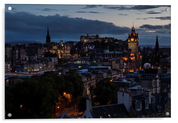 Edinburgh Blue Hour Acrylic by Thomas Schaeffer