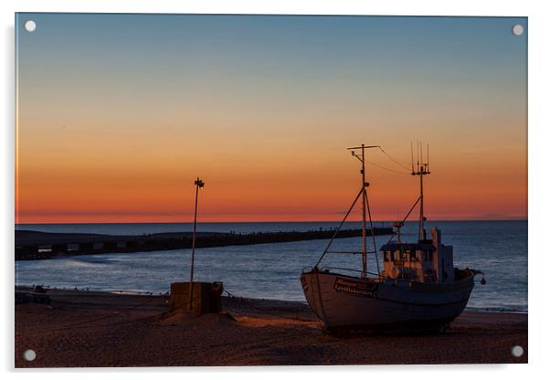 Sunset at the harbor Acrylic by Thomas Schaeffer