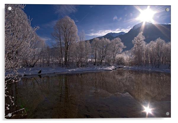 Winter lake Acrylic by Thomas Schaeffer