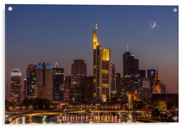Frankfurt crescent moon Acrylic by Thomas Schaeffer