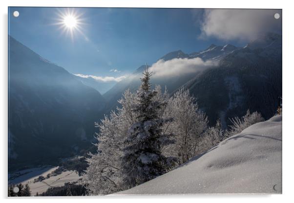 Winter alps Acrylic by Thomas Schaeffer