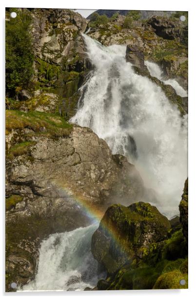 Waterfall at Briksdalsbreen Acrylic by Thomas Schaeffer