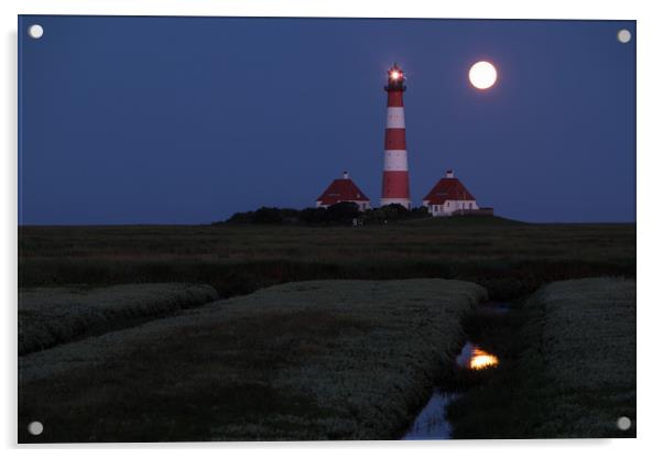 Moonset @ Westerhever Acrylic by Thomas Schaeffer