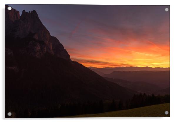 Sunset @ Alpe di Siusi Acrylic by Thomas Schaeffer