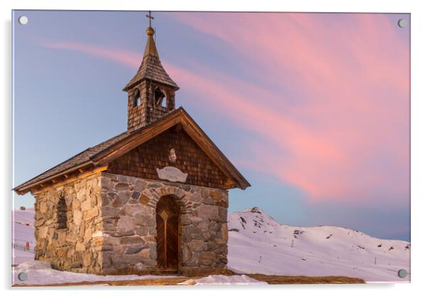 Austria chapel sunset Acrylic by Thomas Schaeffer