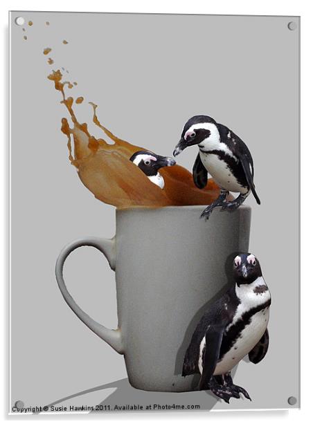 Tea Break - Pick up a penguin Acrylic by Susie Hawkins