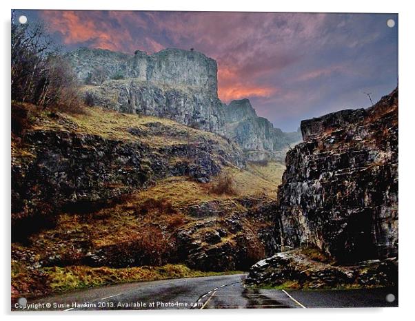 Cheddar Gorge - A winters tale. Acrylic by Susie Hawkins