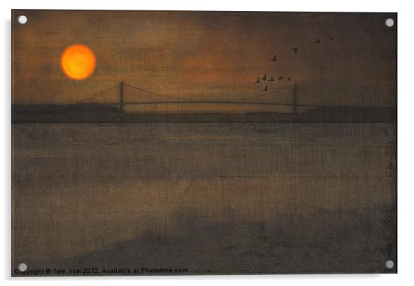 SUNSET ON THE VERRAZANO BRIDGE Acrylic by Tom York