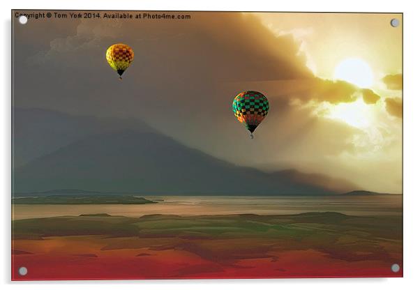 Hot Air Balloons At Sunset Acrylic by Tom York