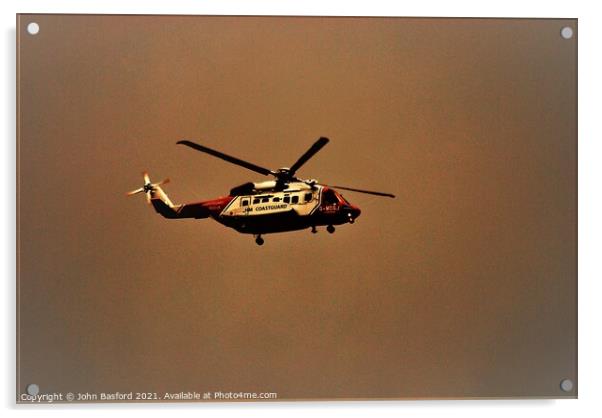HM Coastguard Helicopter G-MCGJ Acrylic by John Basford