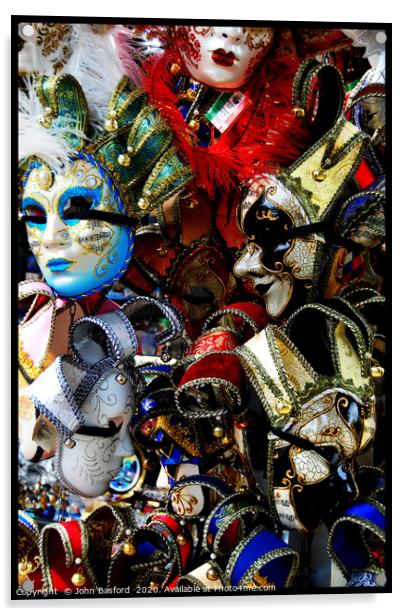 Venetian Masks Acrylic by John Basford