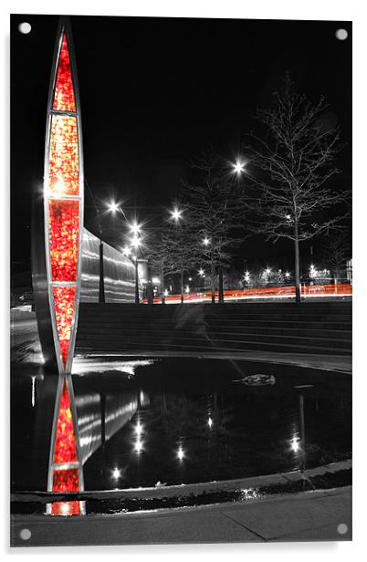 Sheffield Railway Station Light with traffic Acrylic by Sarah Waddams