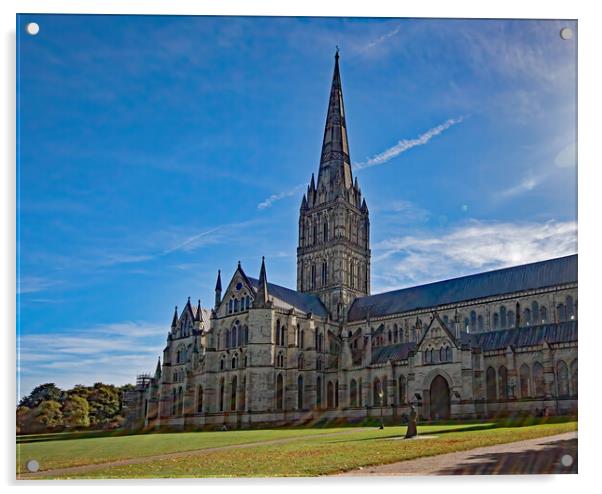 Salisbury Cathedral Acrylic by Geoff Storey