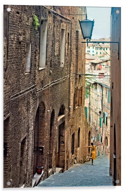 Siena City Street Acrylic by Geoff Storey