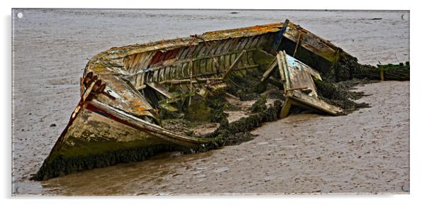 Suffolk Derelict Boat Acrylic by Joyce Storey