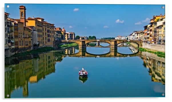 A boat on the Arno River, Florence Acrylic by Joyce Storey