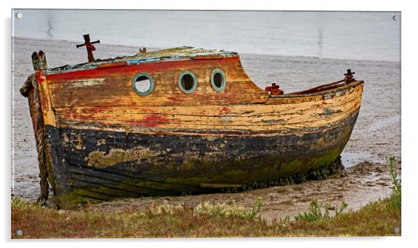 Boat on the Mud Acrylic by Joyce Storey