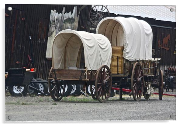 The Covered Wagons Acrylic by Irina Walker