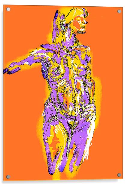 Holly -  Life drawing  in Orange Series Acrylic by Lisa Martin