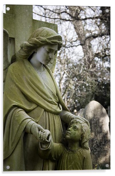 Angel and Child Headstone Acrylic by Pam Martin