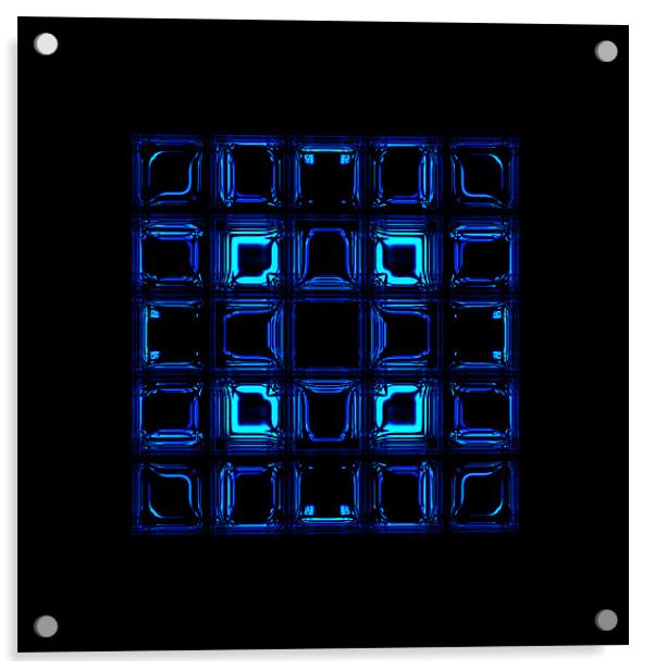 Blue squares Acrylic by Ashley Paddon