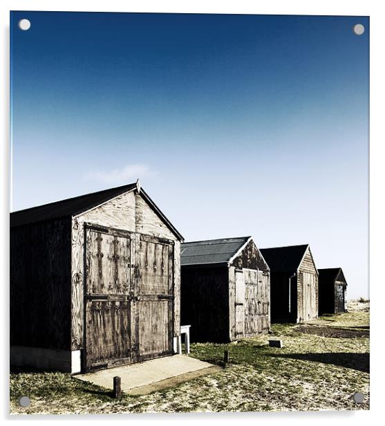 Winterton Beach Huts Acrylic by David Blake