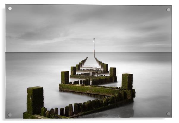 Hunstanton Groyne Norfolk Acrylic by David Blake