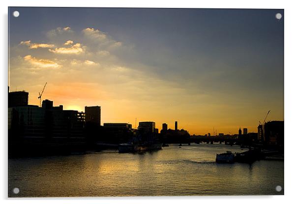 Sunset on the River Thames Acrylic by Brian Beckett