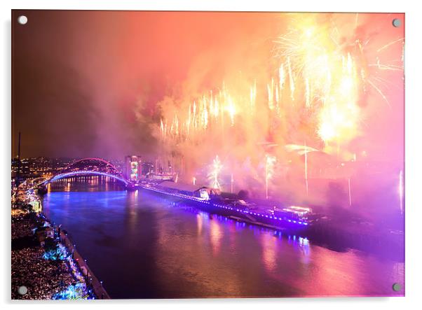   Great North Run Million Opening Ceremony - Firew Acrylic by Paul Appleby