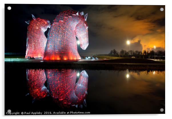 Kelpies Watching the Fire - Profile Acrylic by Paul Appleby