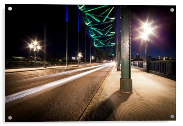 Tyne Bridge at Night Acrylic by Paul Appleby