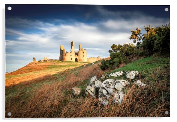 Dunstanburgh Castle & Outcrop - Northumberland Acrylic by Paul Appleby